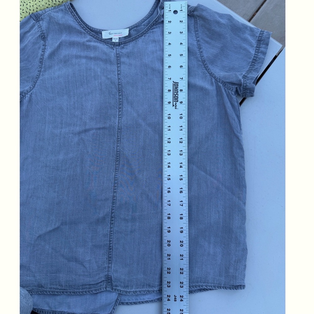 Two by Vince Camuto Grey Tencel Lyocell Split Back Short Sleeve Top Small - Picture 8 of 8